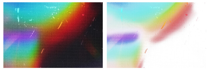 A photograph of abstract rainbow light patterns cast on a plain background.