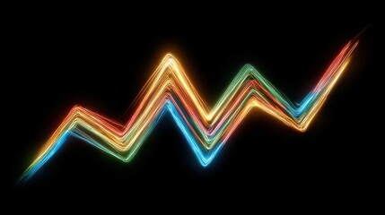 Multicolored Sparking Zigzag Light Trails Against A Black Background