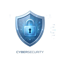 digital cybersecurity shield with glowing padlock and circuit lines representing data protection and online safety