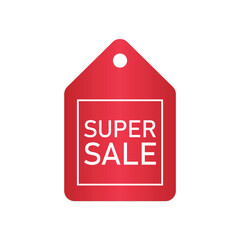 Red pentagonal super sale price tag with white border