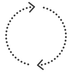 2つで円形になるシンプルな破線の矢印　モノクロ