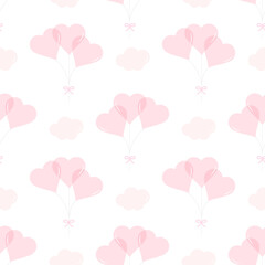 Soft Pink Cloud Heart Pattern Isolated