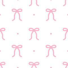 bow and dot seamless pattern isolated on white background