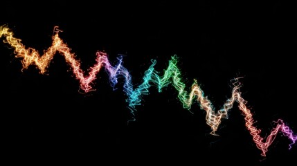 Vibrant Rainbow Sparkle Wave Graph Against Black Background