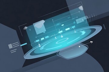 Futuristic technology interface with glowing blue circular design