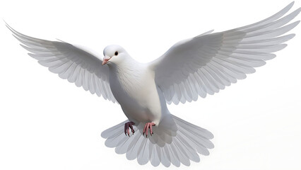 Fototapeta premium White dove in flight against a clean background