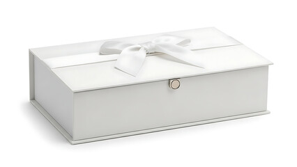 White Gift Box with Ribbon.