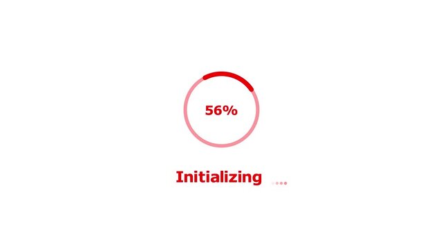 Animated abstract circle loading bar initializing from 0 to 100%, designed for initializing and transfer concepts. High quality 4K video with alpha channel on black background.