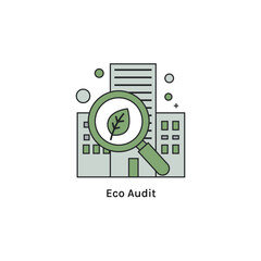 High quality vector icon eco audit on Net Zero goals, carbon offsetting, green technology, and climate change solutions. Perfect for corporate ESG reports and eco-friendly branding