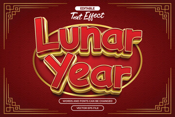 3d Lunar year editable text effect with gold text style