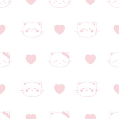 Minimal Pink Cat Face Heart Pattern