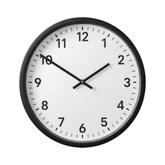 Realistic Wall Clock with Black Frame and White Face on Transparent Background
