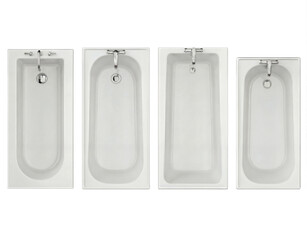 Top view collection of rectangular bathtubs with faucets for bathroom layout design