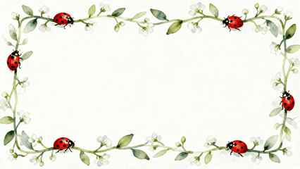 Soft Dream Canvas Ladybug Frame isolated watercolor vector illustration svg © Arun168