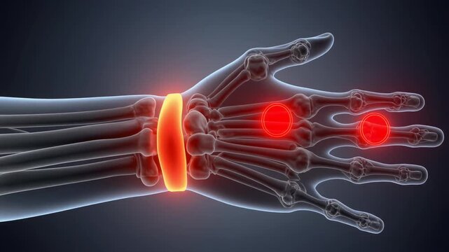 Detailed 3D Animation Illustrating the Intricate Skeletal Structure of the Human Wrist and Hand