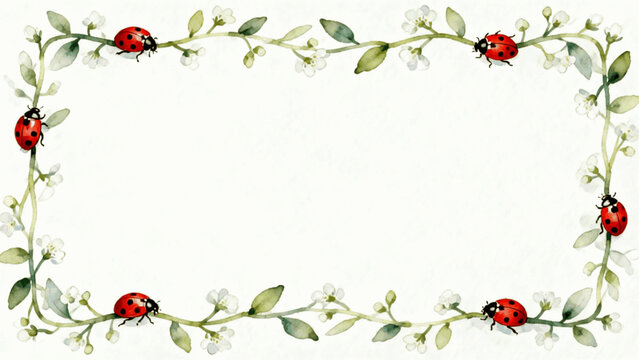 Soft Dream Canvas Ladybug Frame isolated watercolor vector illustration svg