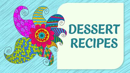 Dessert Recipes Colorful Mandala Element Blue Rounded Square Text 