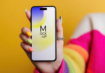 Colorful Phone Mockup Display PSD