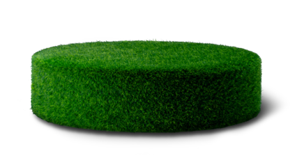 人工芝でできた、円形の演壇。podium（実写）