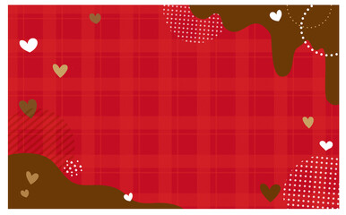 バレンタインハート赤いチェック柄の背景イラスト素材