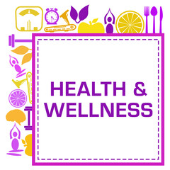 Health And Wellness Health Symbols Purple Yellow Orange Square Text 