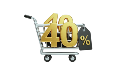 Shopping Cart with 40% Discount Symbol