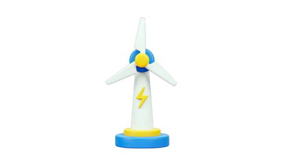 Stylized Wind Turbine with Lightning Bolt Icon