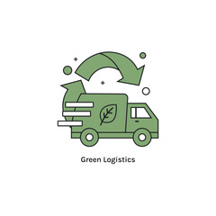 High quality vector icon green logistic  on Net Zero goals, carbon offsetting, green technology, and climate change solutions. Perfect for corporate ESG reports and eco-friendly branding