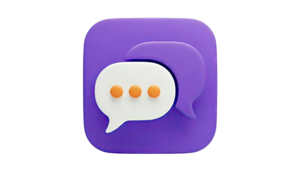 3D Chat Bubble Icon with Three Dots