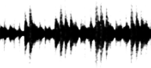 Vector retro grunge sound wave pattern. Audio equalizer halftone design with pulse effect