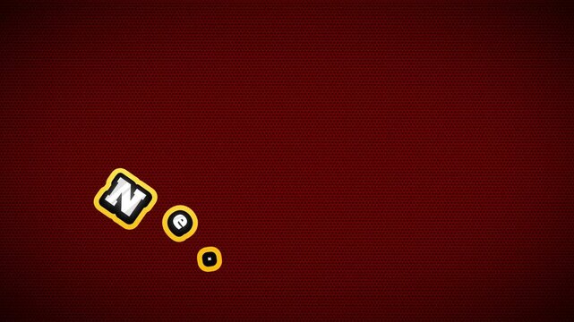 Animated next result text with loading animation on a red background with subtle grid pattern visible and yellow outline.