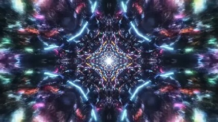 Colorful kaleidoscopic pattern with vibrant lights creating a mesmerizing visual effect - Powered by Adobe