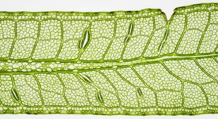 Delicate leaf veins create intricate pattern in a bright close-up image showcasing nature's