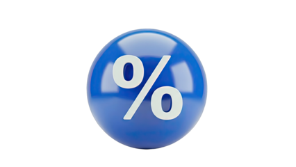 3D Blue Sphere with Percentage Symbol