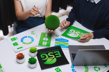 Business team analyzing esg sustainability strategy