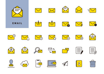 メール操作・管理を表すシンプルな封筒アイコンセット（UI・Web用）