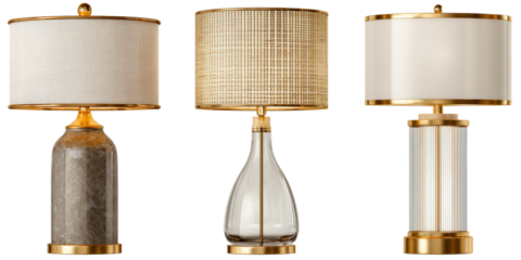 Elegant Table Lamps with Golden Accents for Interior Decor