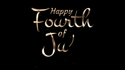 Gold lettering reads happy fourth of july greeting. Suitable for fourth of july marketing materials or social media posts celebrating independence day.