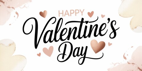 Fototapeta premium Happy valentine's day calligraphy text with watercolor hearts