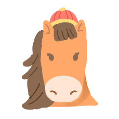 Horse Wearing Traditional Chinese Hat 