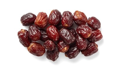 Heap of fresh and delicious dates on white background