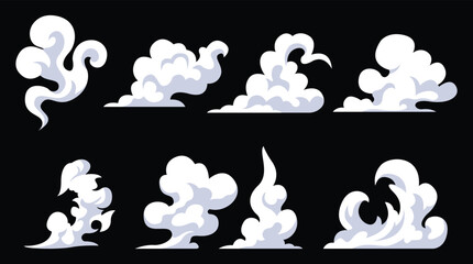 Comic smoke set. Comic energy explosion. Smoke clouds, puff, mist, fog effects template	