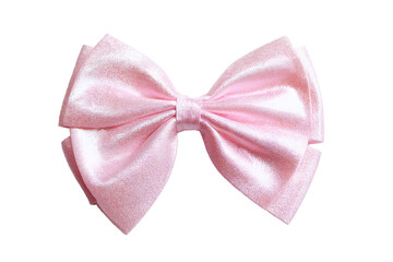 Fashionable hair bow pink pastel colors pattern design in beautiful color made out of satin fabric Isolated on cut out PNG or transparent background. Great hair accessory for girls and women.