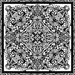 Fototapeta premium bandana and scarf pattern, unique abstract pattern in black and white, my own work not ai generate