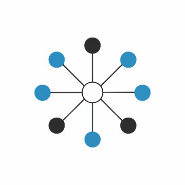 Hub and spoke social network nodes vector illustration representing digital connections isolated on white
