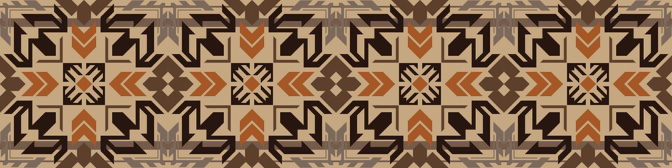 Seamless Aztec geometric pattern, fabric design element.