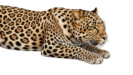 Obraz premium Majestic leopard in powerful pose with striking spots and piercing gaze