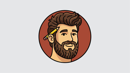 Creative man with a pencil in his hair artistic portrait.