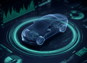 A high-tech car data monitoring screen