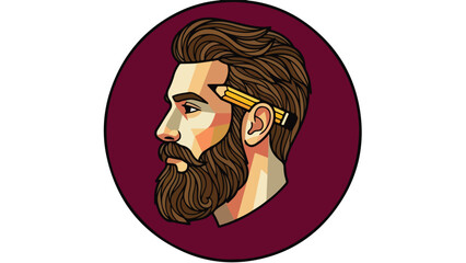 Creative man with pencil behind his ear artistic concept.